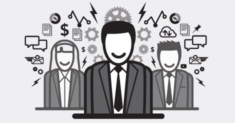 Illustration of three businesspeople